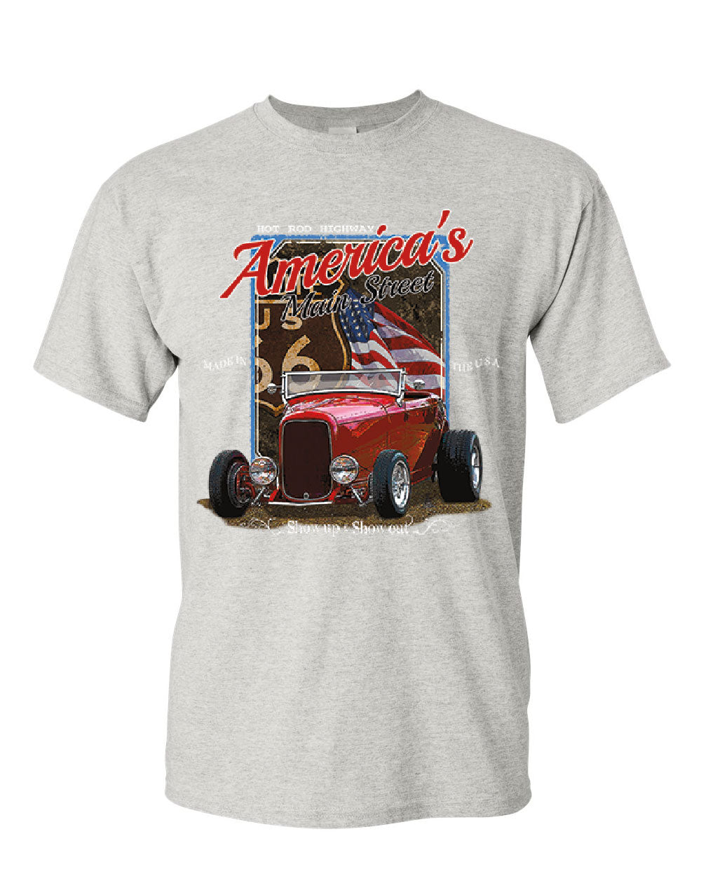 Hot Rod Highway Route 66 T-Shirt America's Main Street Vintage Mens Tee ...