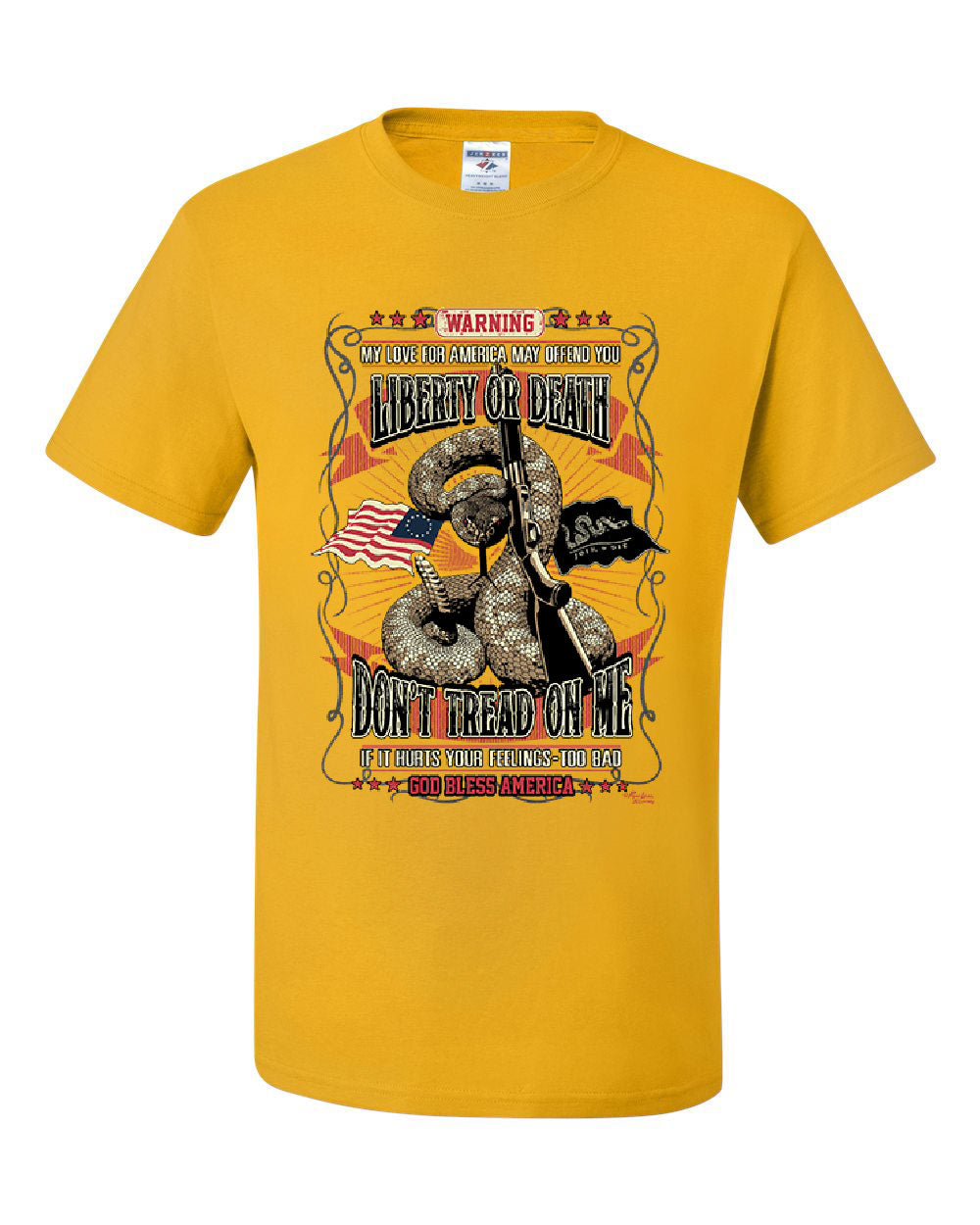 Liberty or Death Don't Tread on Me T-Shirt Gadsden Flag America Tee ...