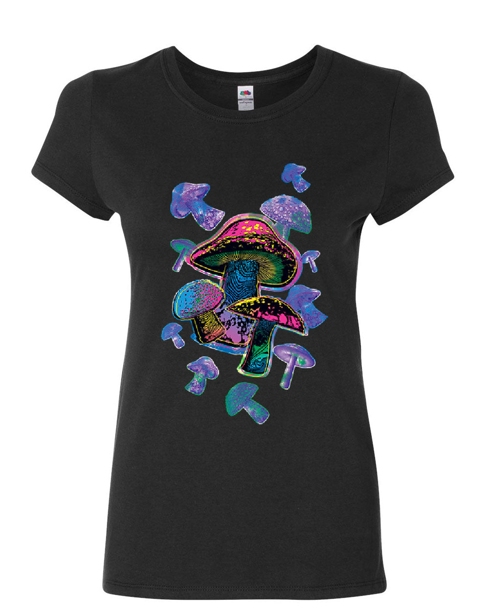 Colorful Neon Mushrooms Women's T-Shirt Shrooms Psychedelic Psilocybin ...