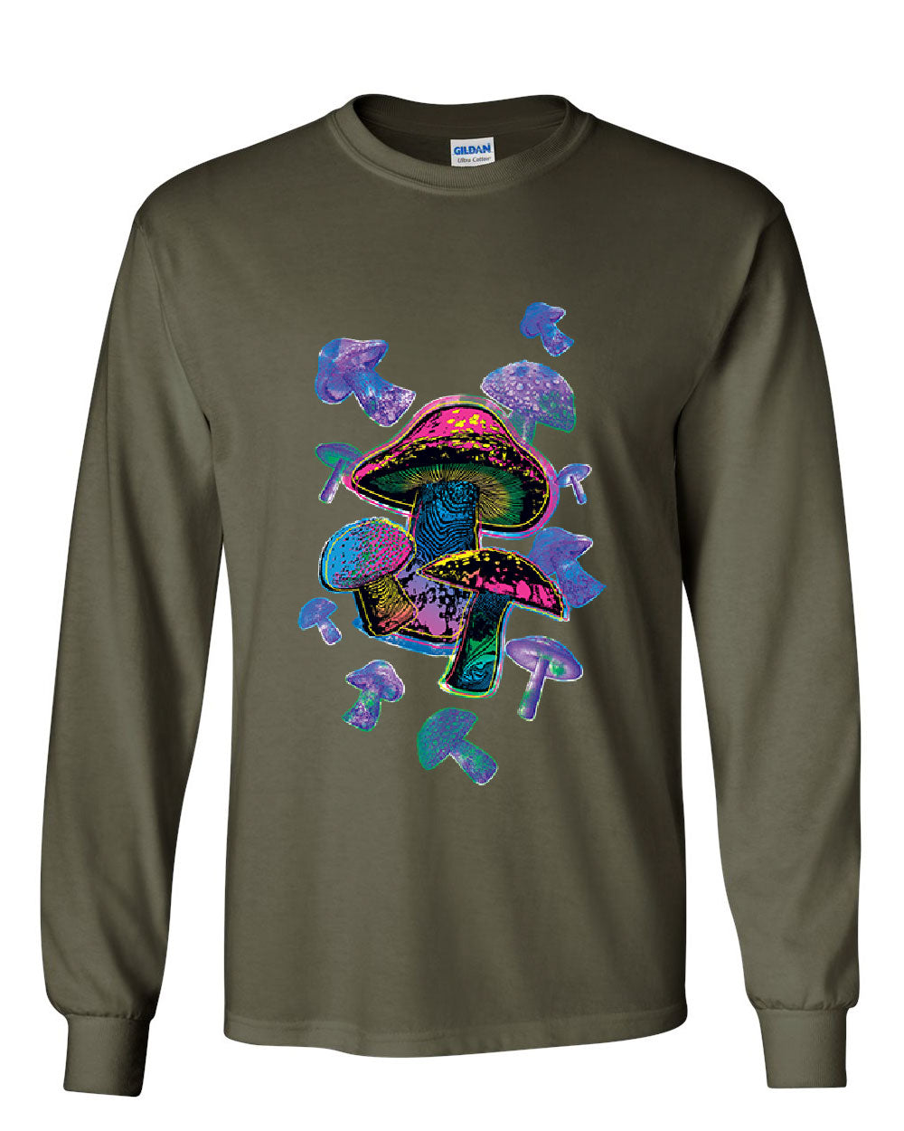 Colorful Neon Mushrooms Long Sleeve T-Shirt Shrooms Psychedelic ...