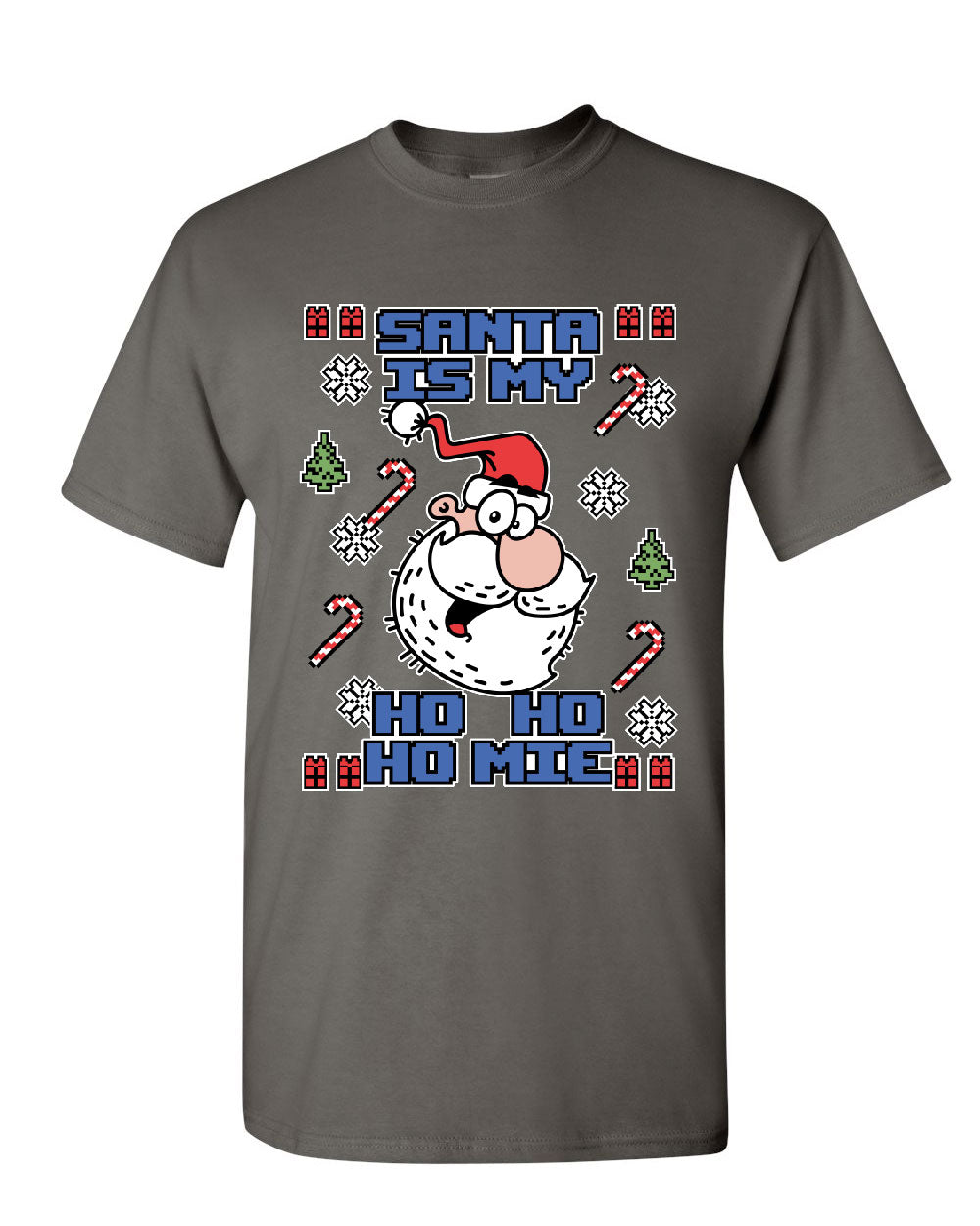 Santa is My Ho Ho Homie T-Shirt Fun Ugly Sweater Merry Christmas Mens ...