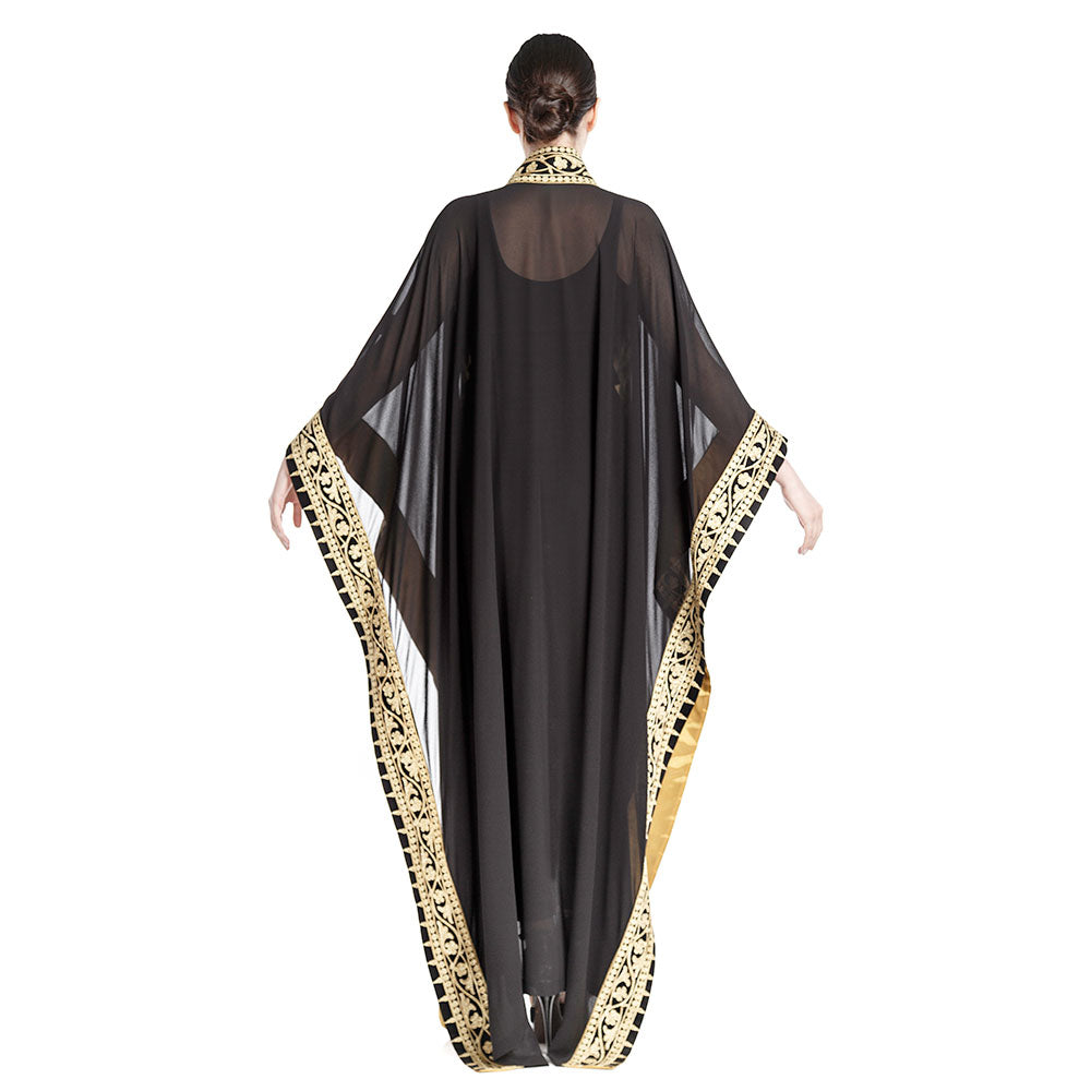 Black & Gold Voile Abaya