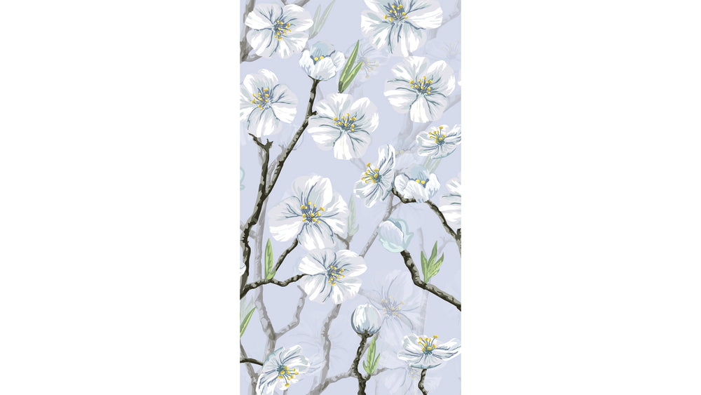 MurMur Papier Peint Premium - Anemone - Branche Arbre Fleur Blanche Végétal  Japonais Relaxant Panoramique - Bleu Clair - 78x270cm - 160g – MUR MUR  CREATION