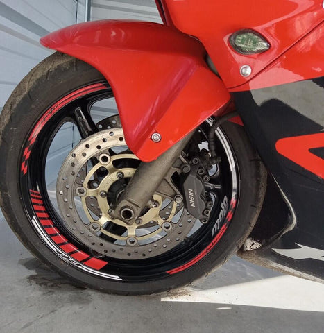 For Honda CBR600F Sport Logo MOTO 17 inch Rim Wheel Stickers GP02 Stripes Red