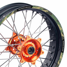 Carregar imagem no visualizador da galeria, 21/18&#39;&#39; Rim Wheel Stickers F06B Green Camo 6 Dirt Bike Rim Edge Stripes | For TM Racing 450EN 530EN.
