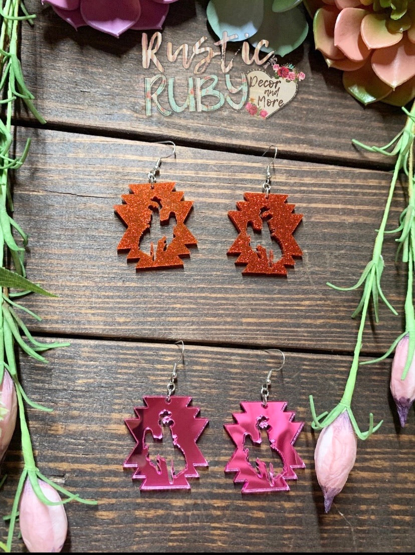 Buckin Bronco Acrylic Earrings