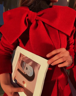 CHANELLE Oversized Tie Neck Detail Winter Coat - Facile Luxe