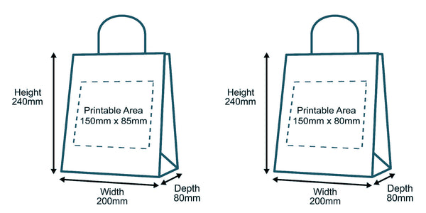 Custom Full Colour Printed Premium Brown Twist Handle Paper Carrier Bags Dimensions