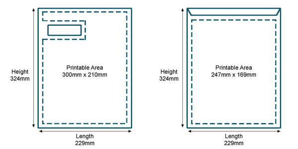 Custom Full Colour Printed Self Seal Envelopes Dimensions