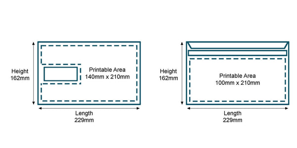 Custom Full Colour Printed Self Seal Envelopes Dimensions