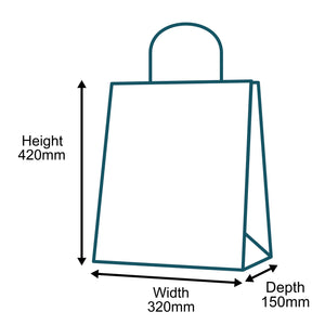 Premium Brown Twist Handle Paper Carrier Bags - 320mm x 150mm x 420mm