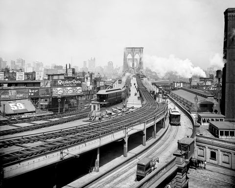 A vintage photograph of the railroad terminal in Brooklyn