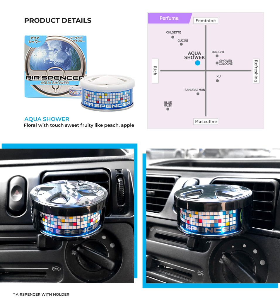 Air Spencer Car Freshener Eikosha Can Type - Aqua Shower x 2 cans