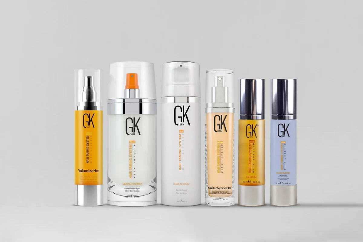 An enticing image featuring a curated selection of GK Hair products, highlighting the brand's premium quality and diverse range.