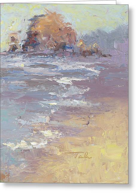Tide Coming in - Cannon Beach oil painting - Greeting Card by Talya Johnson