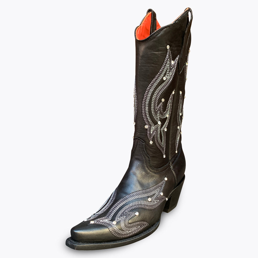 black cowgirl boots with rhinestones