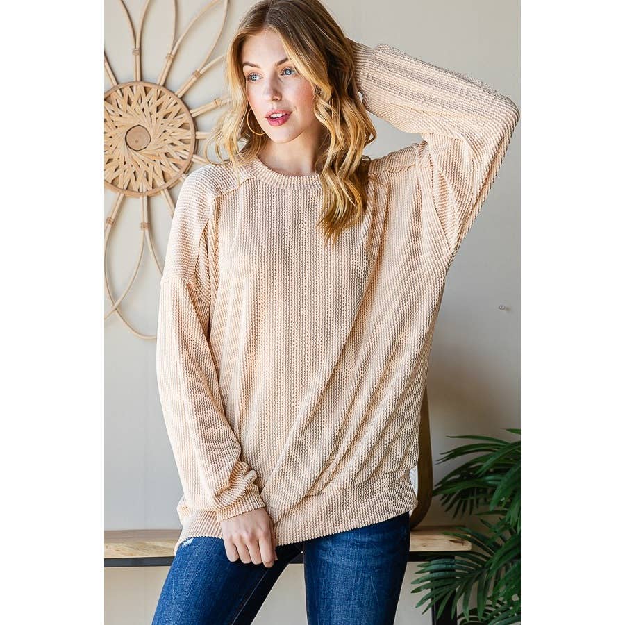 Nude Corded Oversized LS Loose Fit