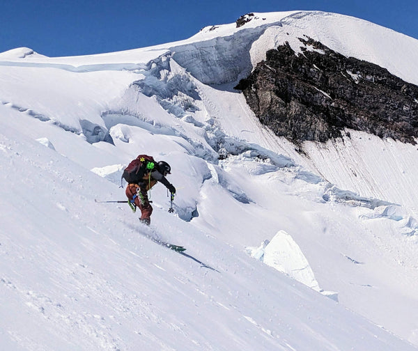 Skiing down Mt. Rainier