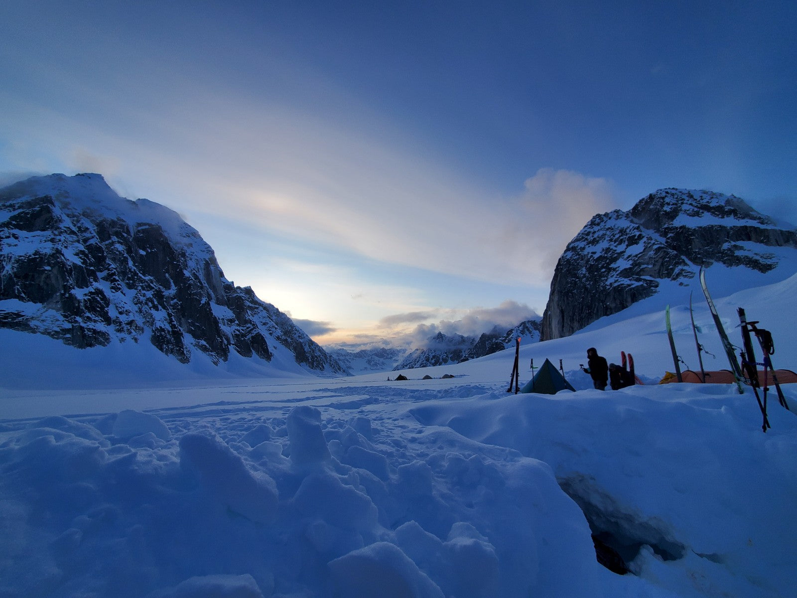 The evening sky over the Pika Glacier in Alaska.