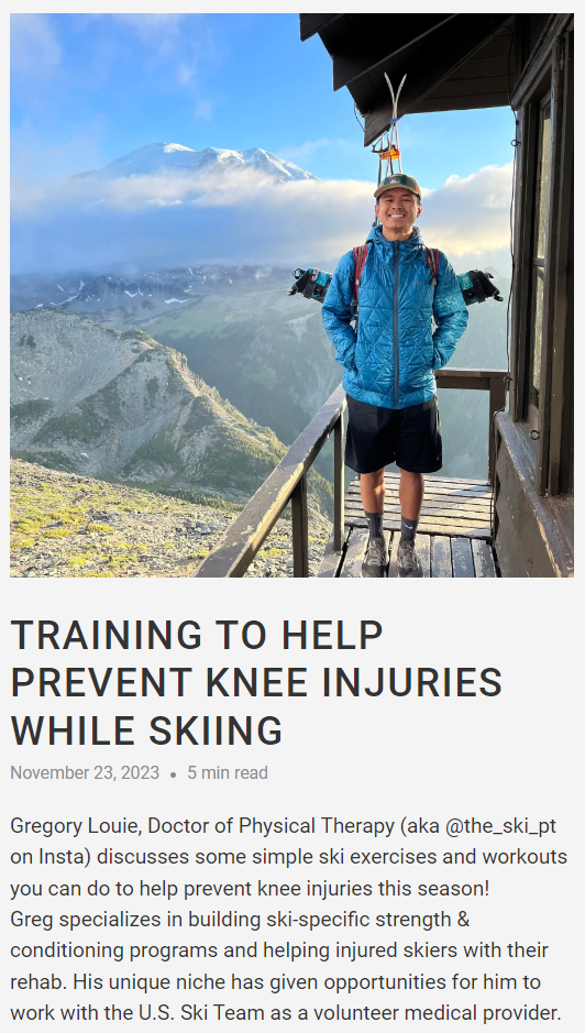 TRAINING TO HELP PREVENT KNEE INJURIES WHILE SKIING