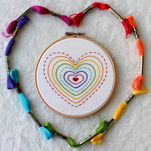 Embroidery Kit for Beginners, Wood Rainbow Embroidery Kit, Rainbow