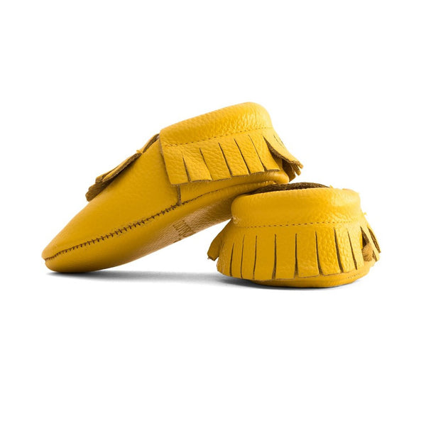 Fringe Baby Leather Moccasins Yellow Submarine – MAC&LOU - Handmade Goods