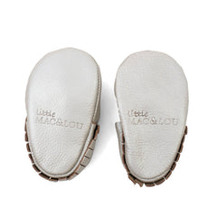 Fringe Baby Leather Moccasins Silver Coin
