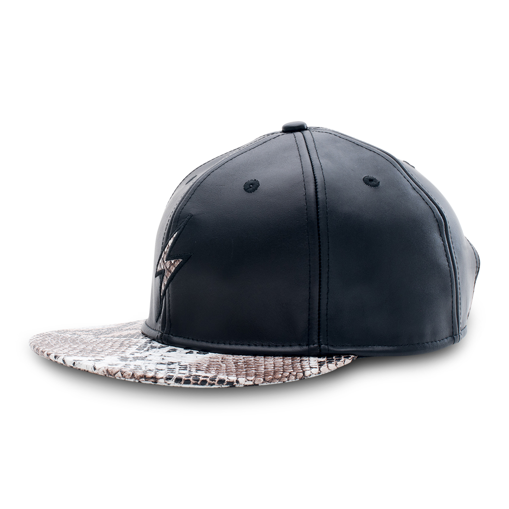 Rockertype Leather Baseball Hat Black/Python