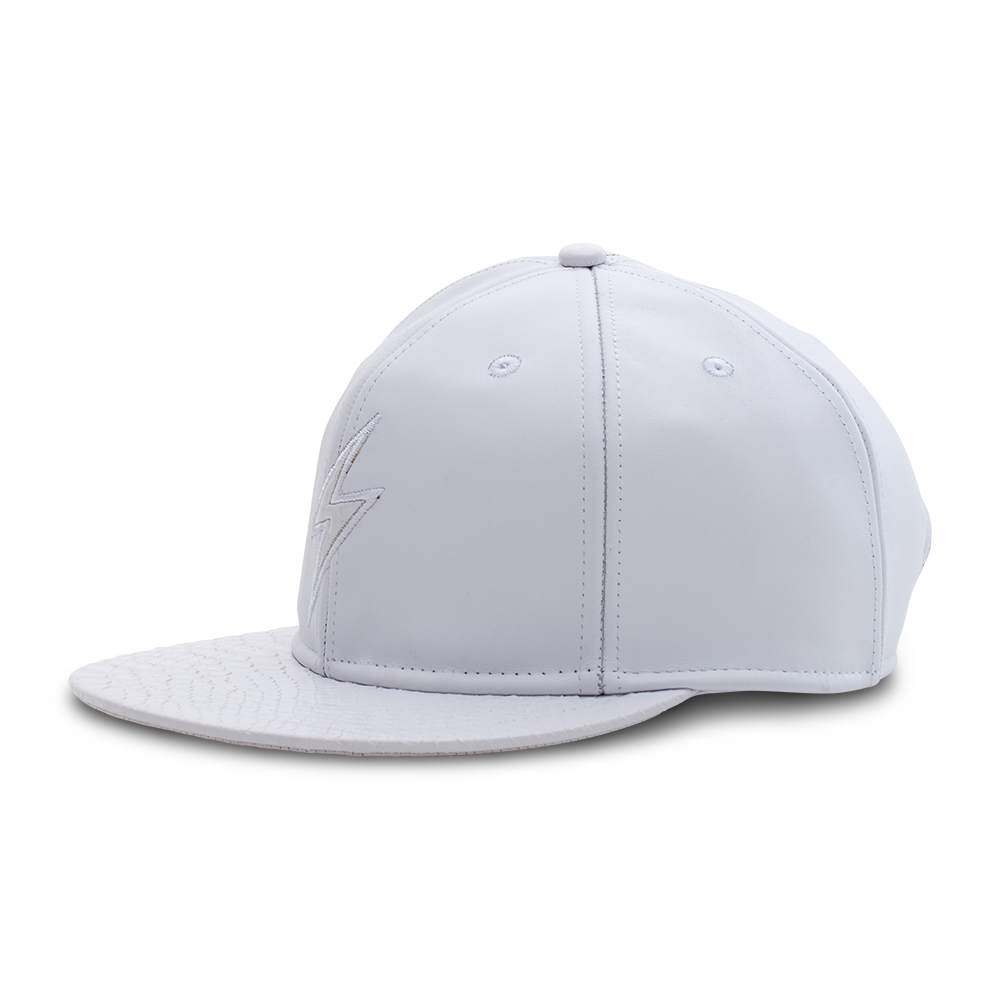 Rockertype Leather Baseball Hat Coke White