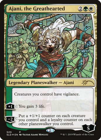 Stained Glass Ajani Greathearted Secret Lair FOIL Planeswaker IN HAND MtG AltArt