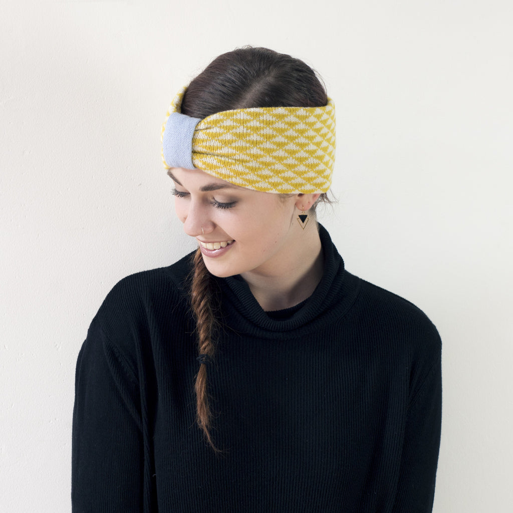 Triangle knitted headband - yellow - Miss Knit Nat