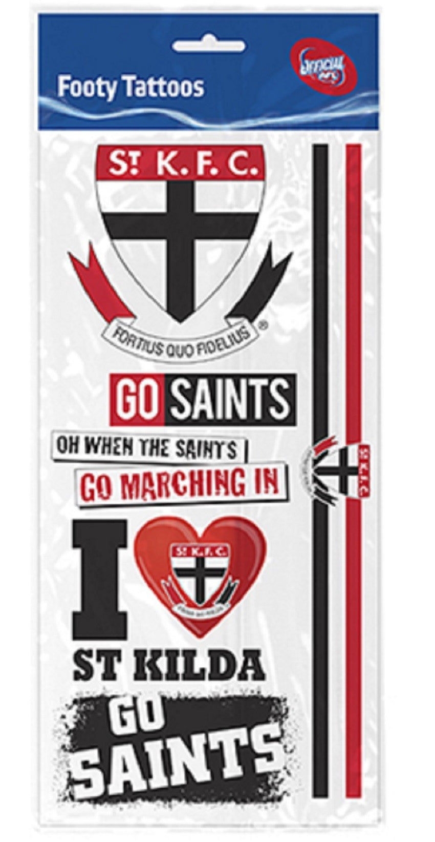 St Kilda Tattoo Sheet  Mascot  City Sports  F1 Store