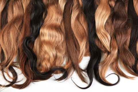 Mix of different colored hair extensions