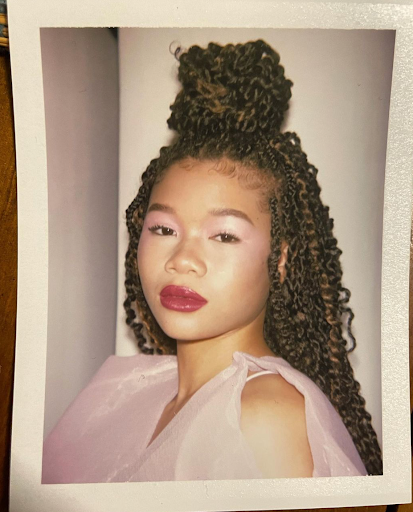 Image of Senegalese twists in an updo on Storm Reid.