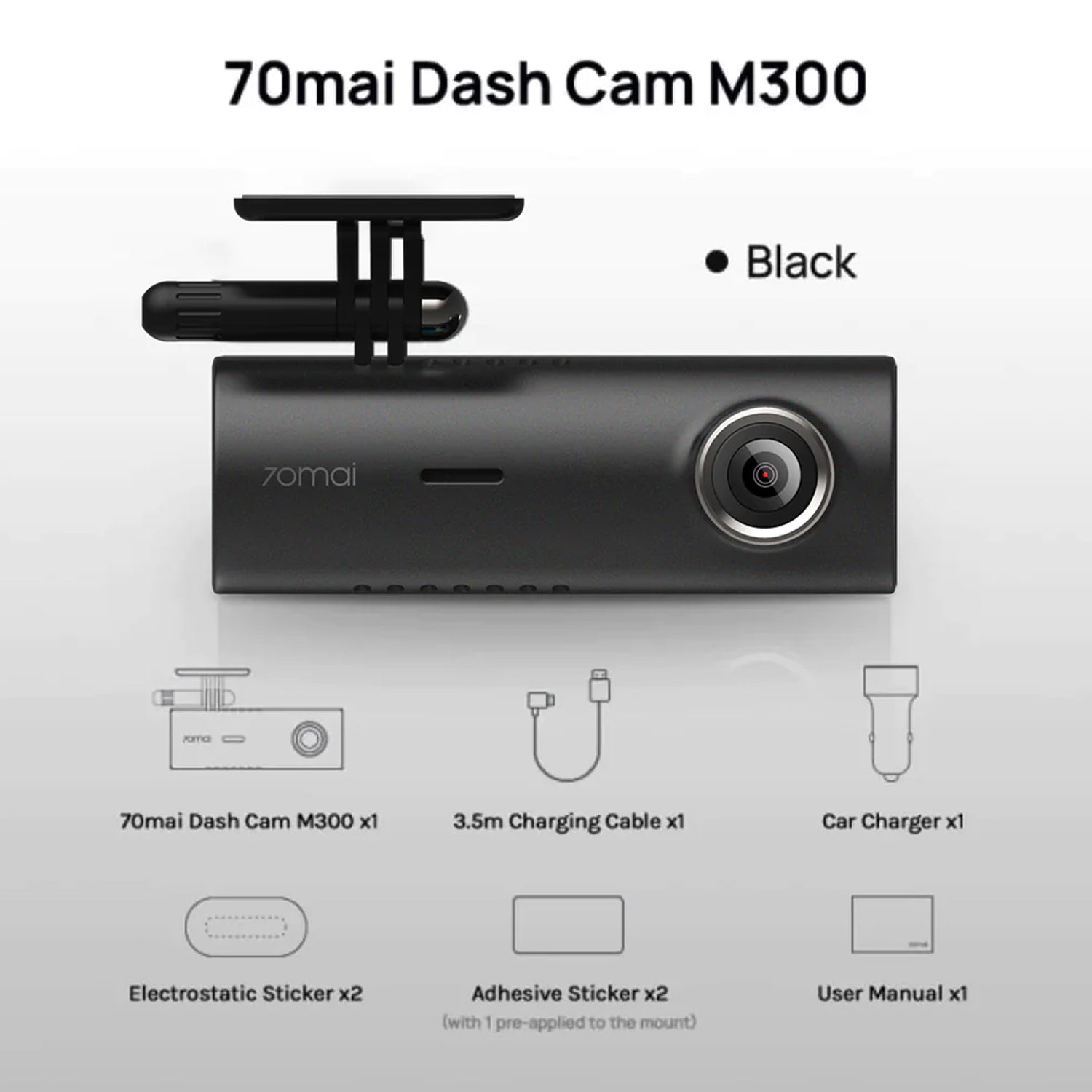 Xiaomi 70mai Dash Cam M300 - Caméra de voiture Noir