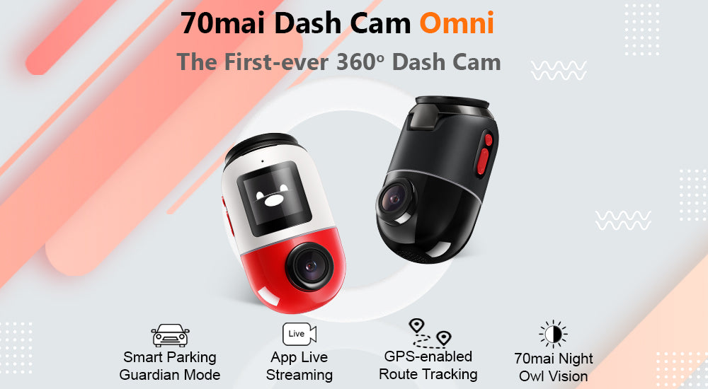 70mai Dash Cam Omni, 360° Rotation, Excellent Night Vision, Integrated 32GB  eMMC Memory, Time Lapse Recording, 24H Parking Mode, AI Motion Detection
