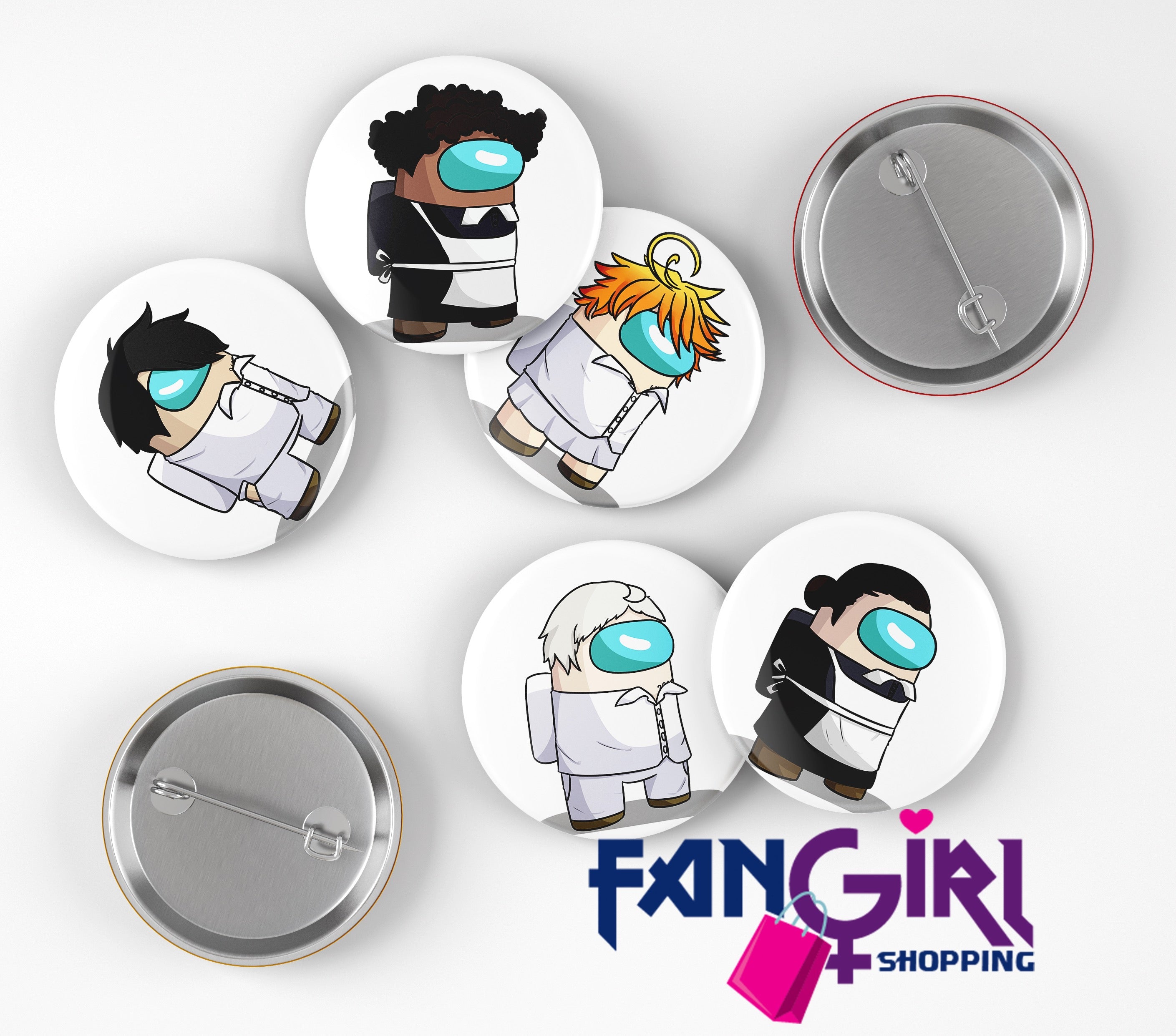 Promised Neverland Anime Imposter Among Us Fan Art Inspired Pins Fangirl Shopping