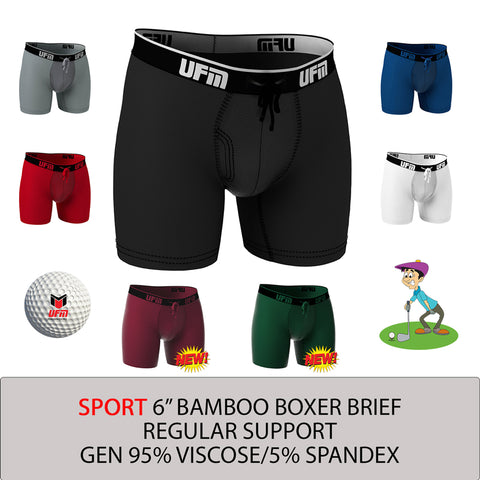 REG Support 6 Inch Boxer Briefs Bamboo Available in Black, Red, Gray, Royal Blue, White +NEW Wine and Pine