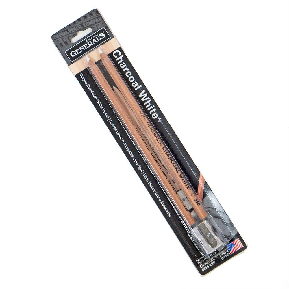 Gp White Charcoal Pencil 2/Pk