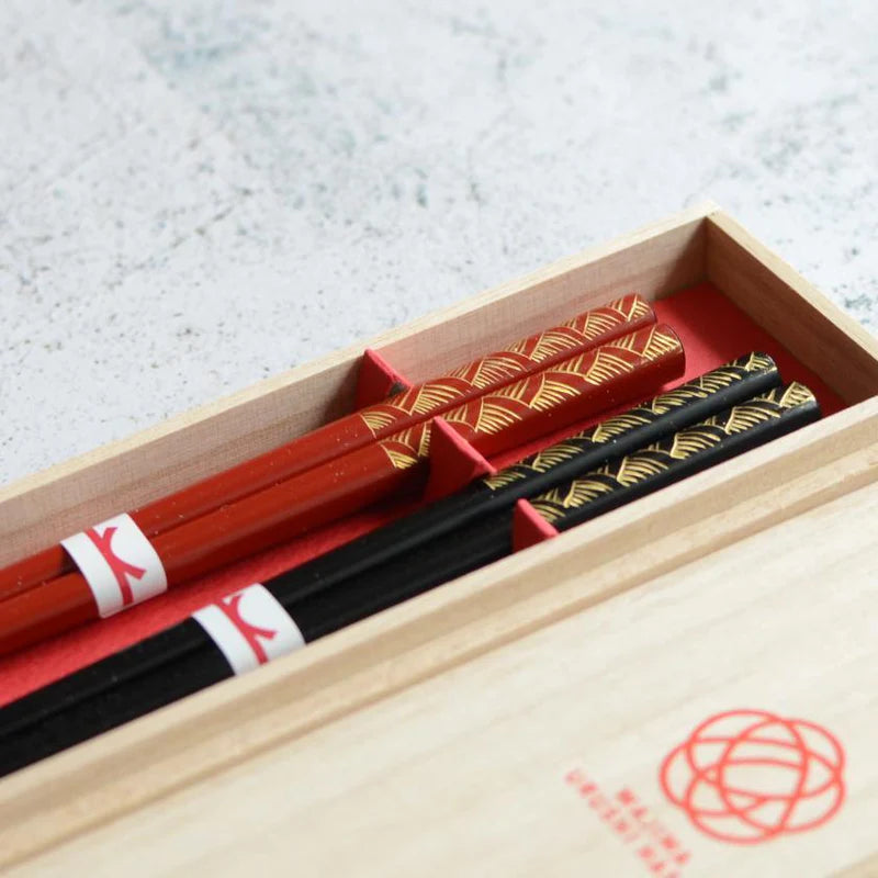 couples custom chopstick red and black
