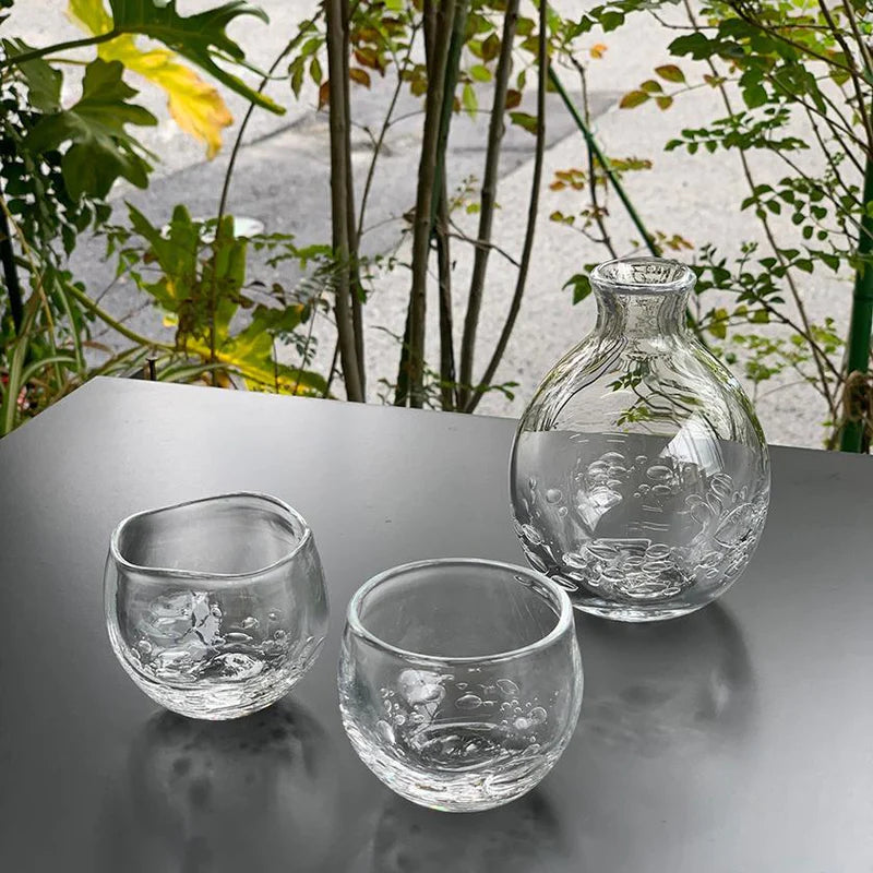 kyoto cold sake set blown glass