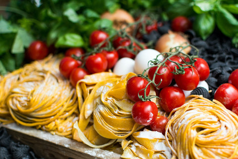 Fresh pasta and cherry tomatoes