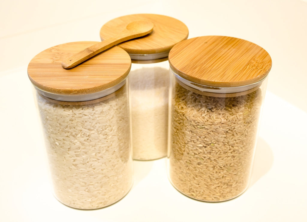 TRINITY Large Glass Canisters w/Bamboo Lid - Set of 3