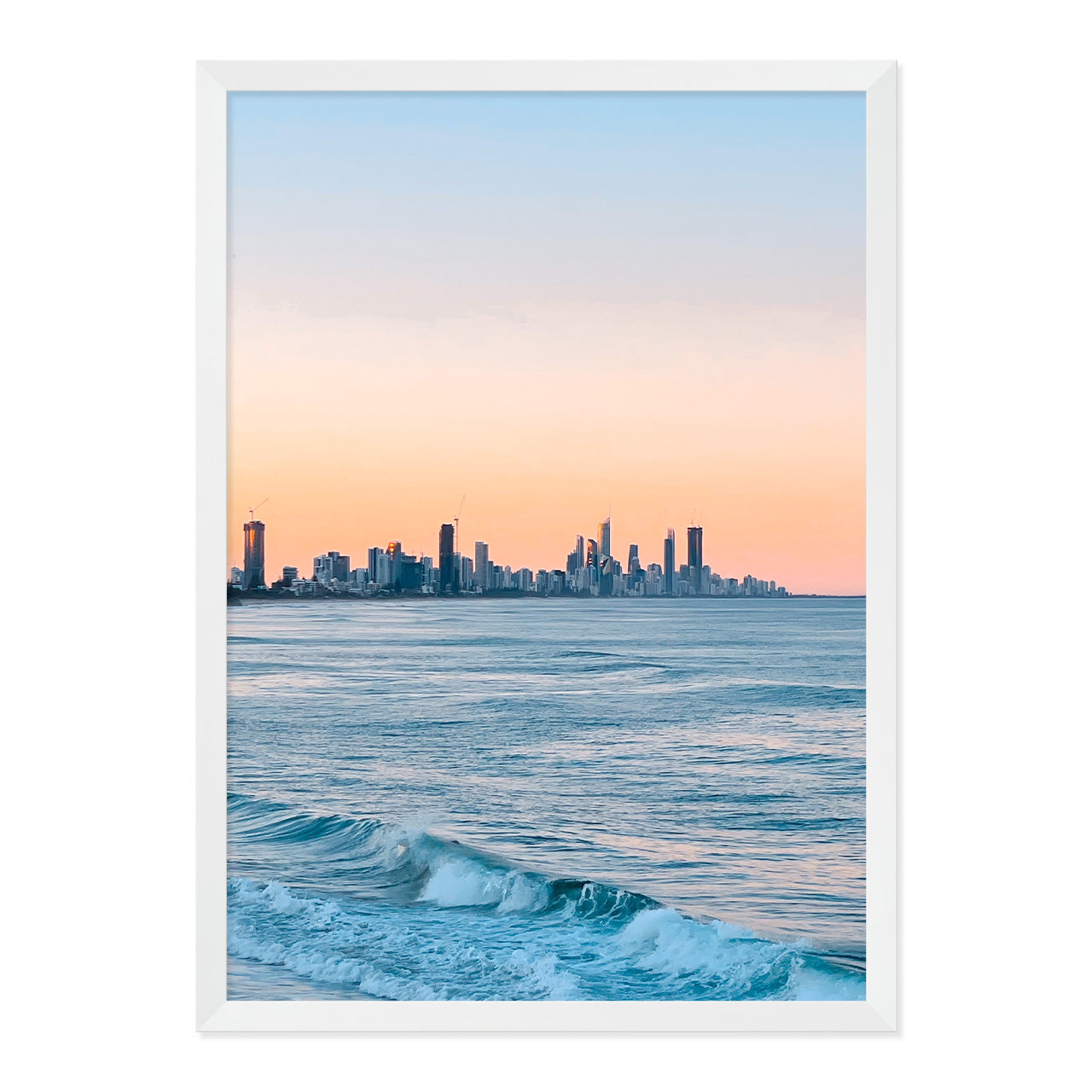 Burleigh Sunsets Photo Print A2 White Frame