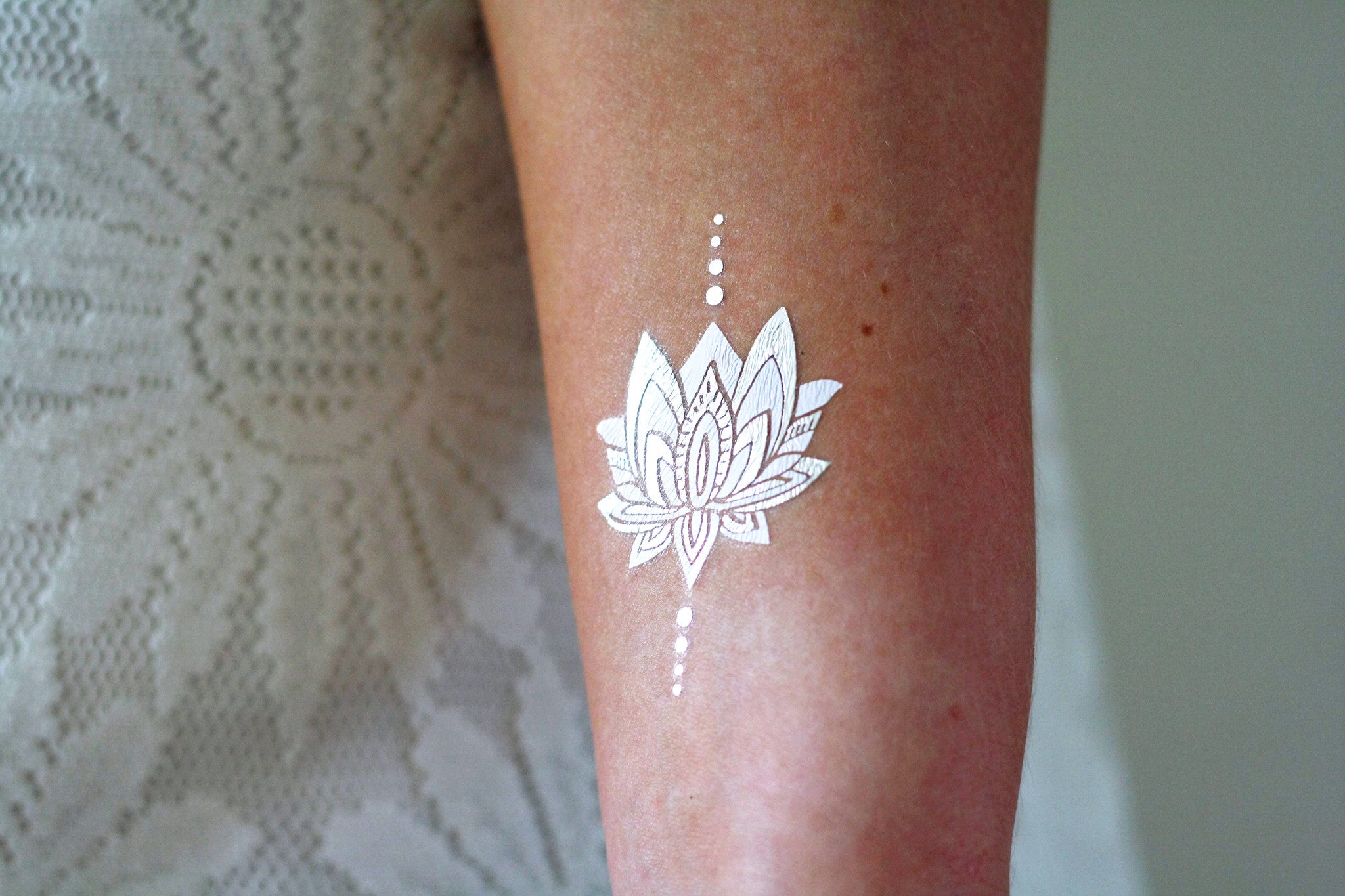 Silver And White Lotus Temporary Tattoos Temporary Tattoos By Tattoorary