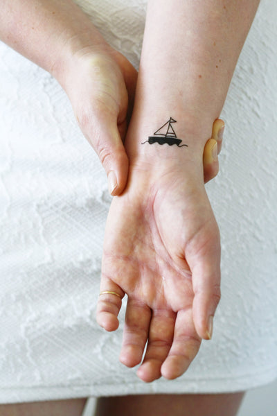 Two small boat temporary tattoos (2 pieces) – Temporary Tattoos by