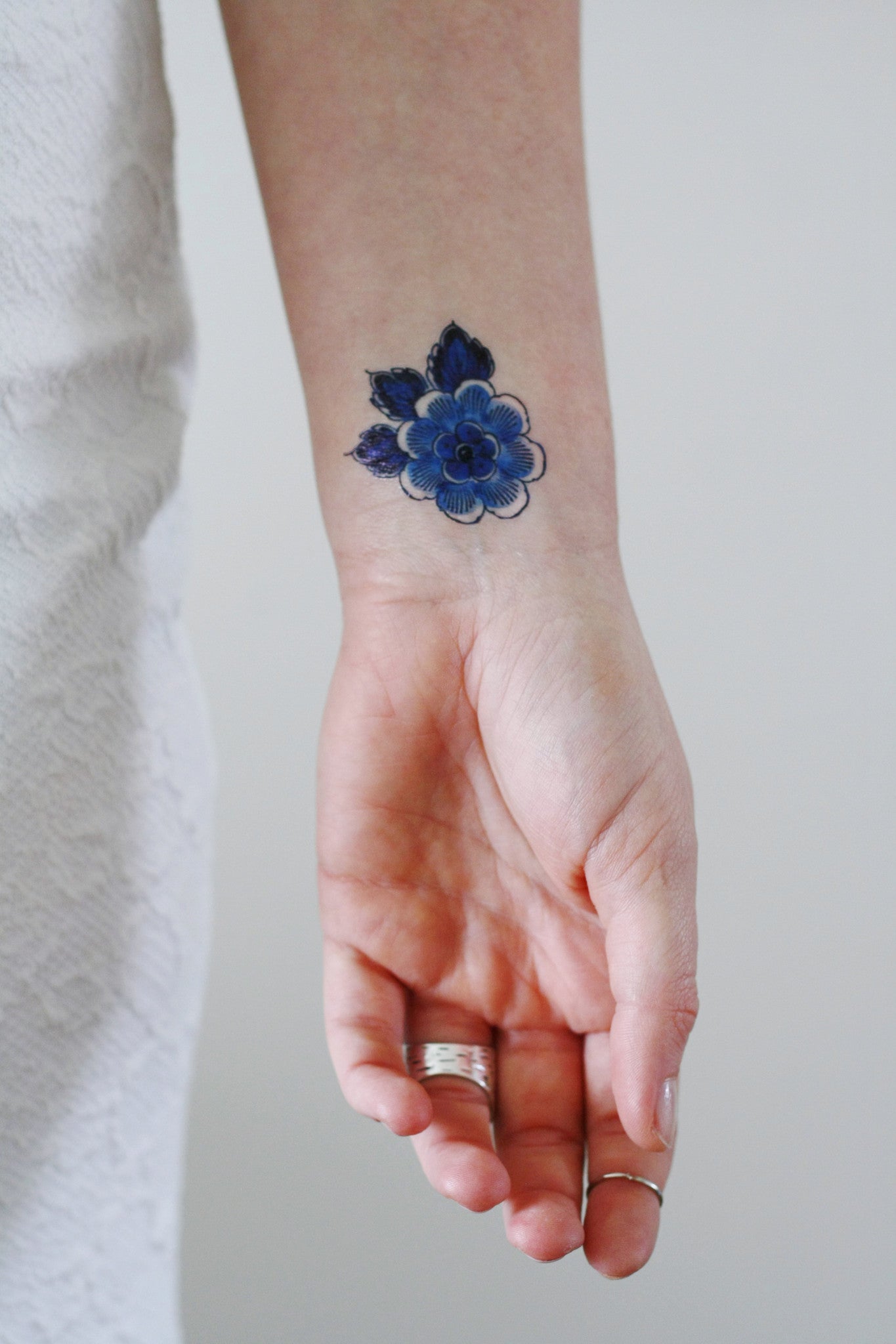 flower tattoo blue