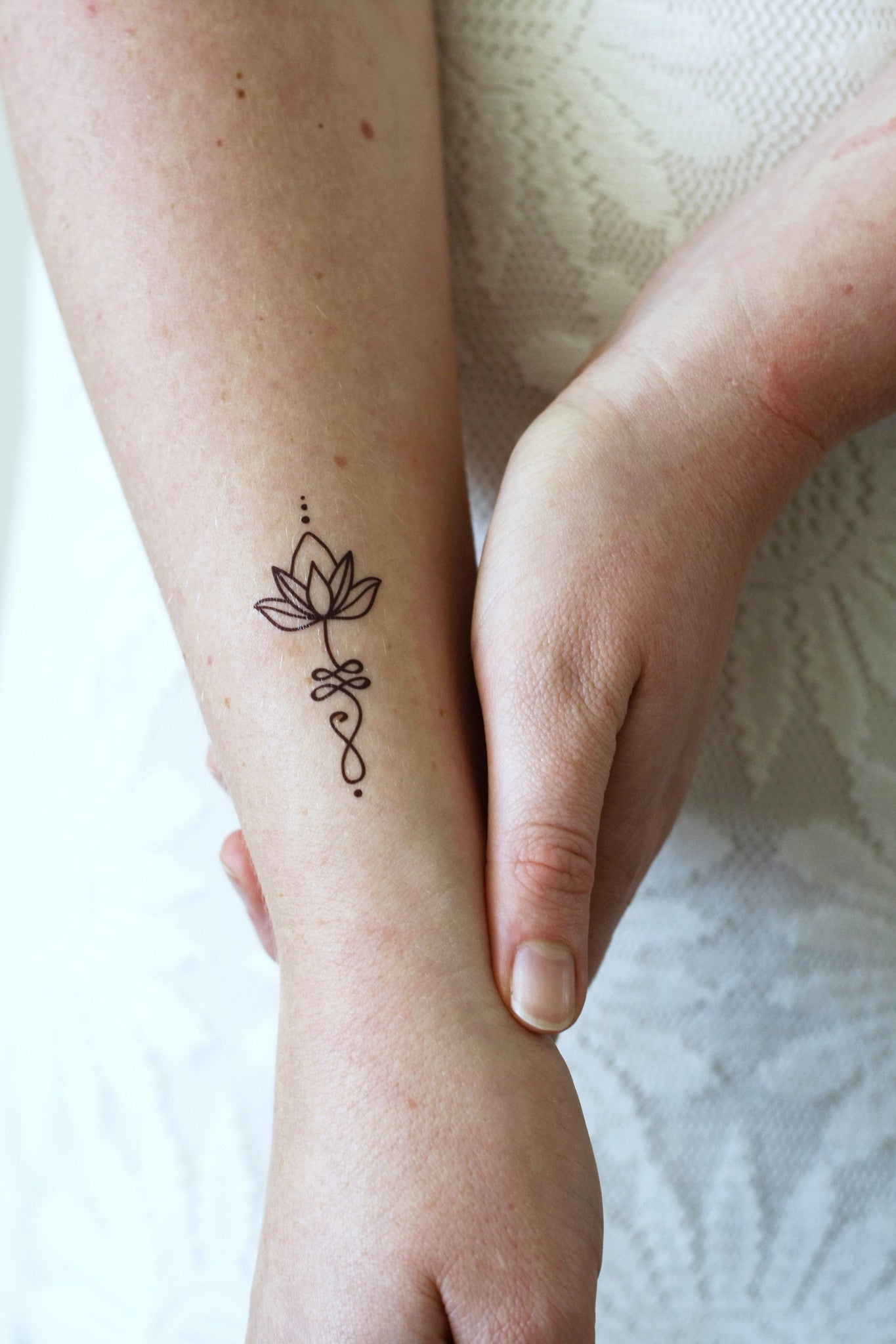 Unalome lotus temporary tattoo (set of 2) Temporary Tattoos by Tattoorary