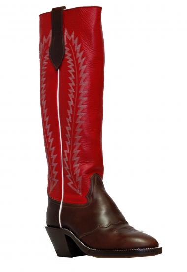 Drew's Buckaroo Chocolate Horse Red Cowhide - #DRH617 | Drew's Boots