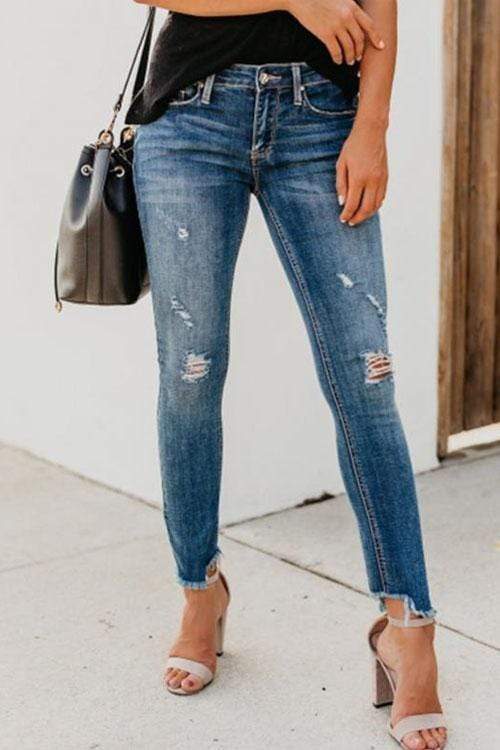 jeans with torn ankles